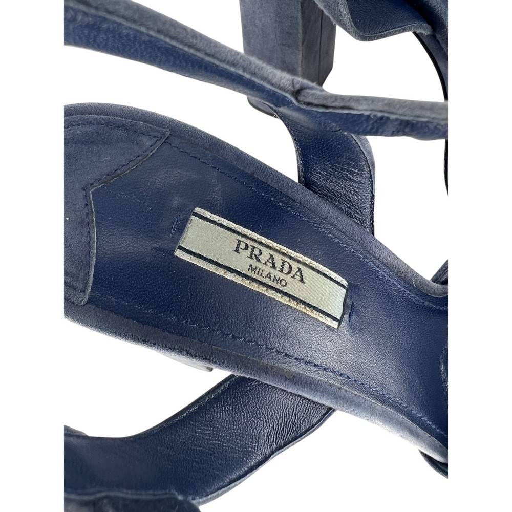 Prada Suede Crisscross Platform Sandals in Blue Size 40.5 - Picture 13 of 16
